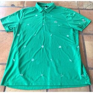 Mens Adidas Masters Green Athletic Polo Shirt Size 2XL  XXL 100% Polyester green